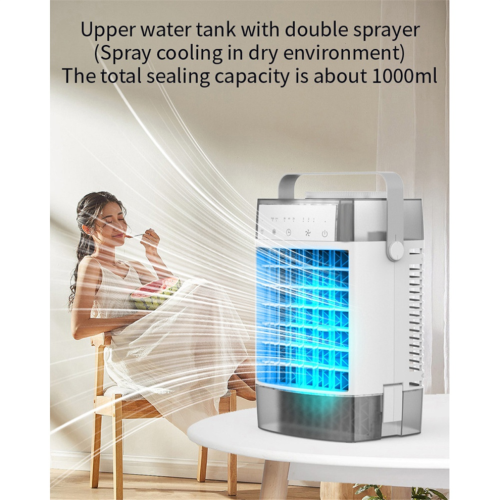 Ψύκτης αέρα 4 σε 1 1000ML 7 έγχρωμων φώτων Μίνι ανεμιστήρας κλιματι