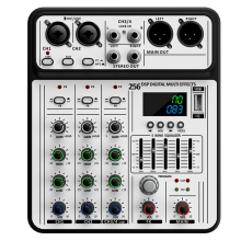 Mixer audio professionale D-04 a 4 canali con 256 DSP, USB e Bluetooth, per studio di registrazione.
