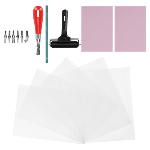 Rubber Carving Kit: Complete Stamp Block Making Set 1
