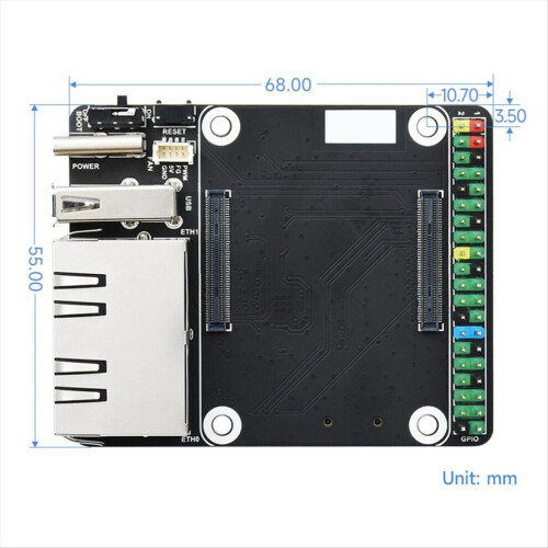 Scheda di supporto MINI Dual Ethernet CM4 per 2