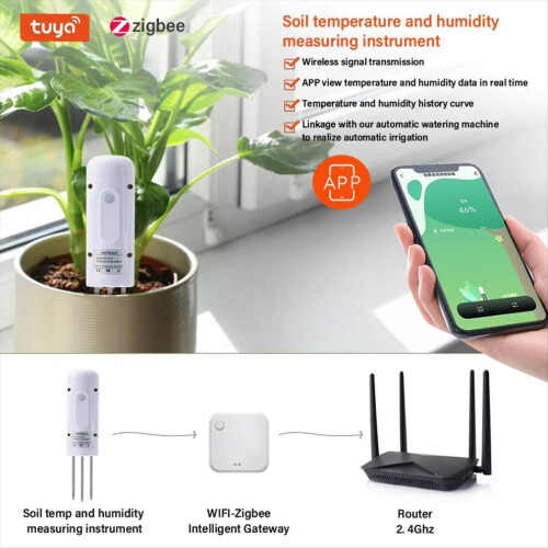Moniteur de plantes ZIGBEE : Testeur de température et d'humidité du sol 1