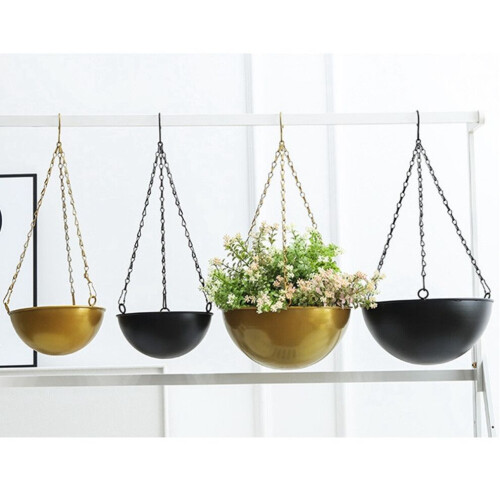 Vaso decorativo da appendere per interni, grande nero + grande oro 2