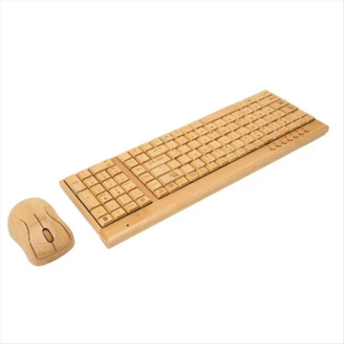 2.4GHz Wireless Keyboard and Mouse with Bamboo Design 1