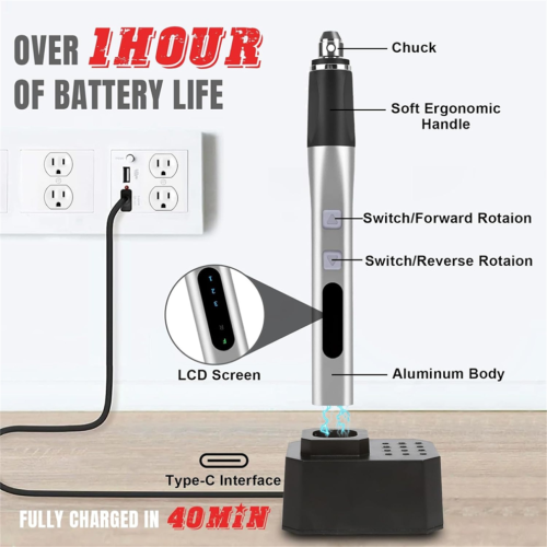 USB Rechargeable Engraving Pen Engraver,W/ 10 Drill Bits, Stencils 2