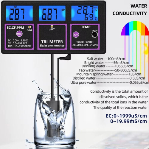 PH-116 6 in 1 Water Quality Tester Digital PH Meter EU Plug 2