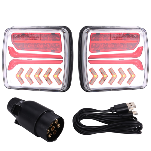 1 Set 12V 24V Wireless Magnetic LED Tail Light Trailer EU Plug 1