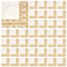 100 serviettes en papier jetables imprimées or (dorées et blanches)