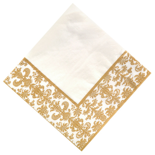 100 serviettes en papier jetables imprimées or (dorées et blanches) 2