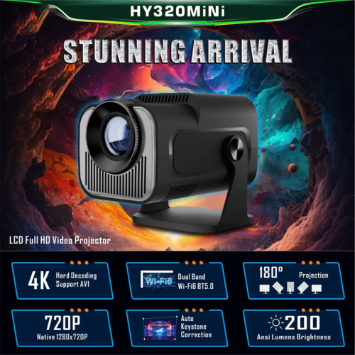 HY320 Mini Native 720P Android 11 Projector 200ANSI Wifi6,AU Plug 2