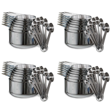Juego de 14 tazas y cucharas medidoras de acero inoxidable, portátiles