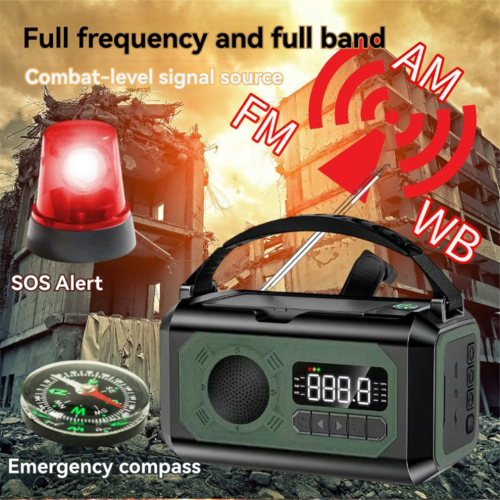 Ραδιόφωνο Καιρού AM/FM/NOAA με Ηλιακή Στροφαλοφόρο 12000mAh, Πορτοκαλί 2