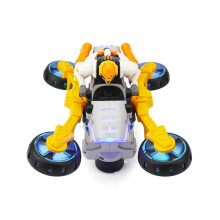 Moto giocattolo elettrica acrobatica trasformabile per bambini con luci a LED, musica, facile trasformazione,