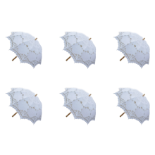 Parapluie de mariage victorien en dentelle brodée, blanc, 80 cm