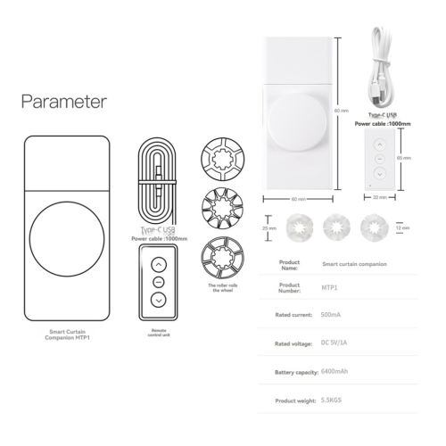 Moteur de store enrouleur intelligent à piles avec commande par bouton 2