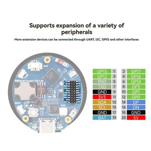ESP32-S3 Round 1.46-Inch Colour Capacitive Touch Display with Cover