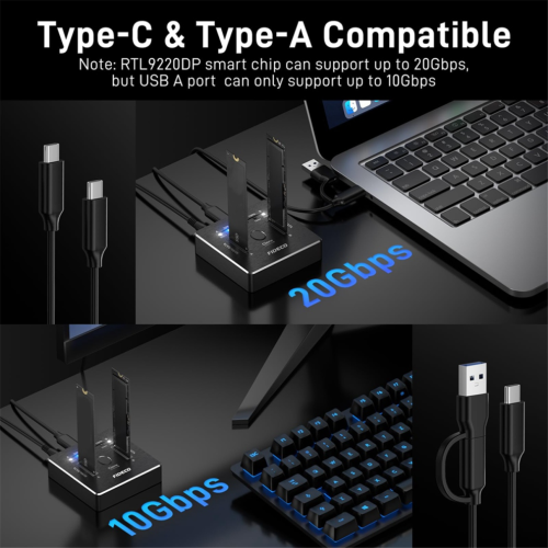 M.2 NVMe SATA SSD Cloner Dock USB 3.2 Gen 2 x 2 20Gbps EU-PLUG 2