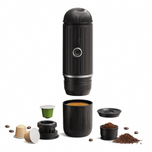 Cafetera exprés eléctrica semiautomática de mano para coche, color negro