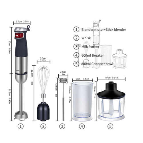 Frullatore elettrico a immersione BioloMix 5 in 1 con spina UK 2
