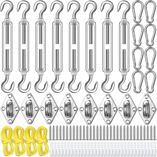 Kit de 92 pièces pour voile d'ombrage, argenté