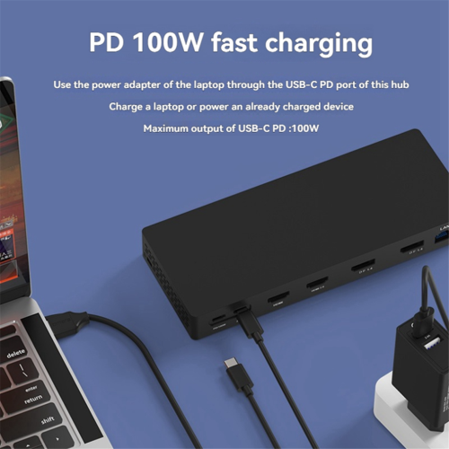 14-in-1 USB-C dockingstation - PD100W laptoplader 2