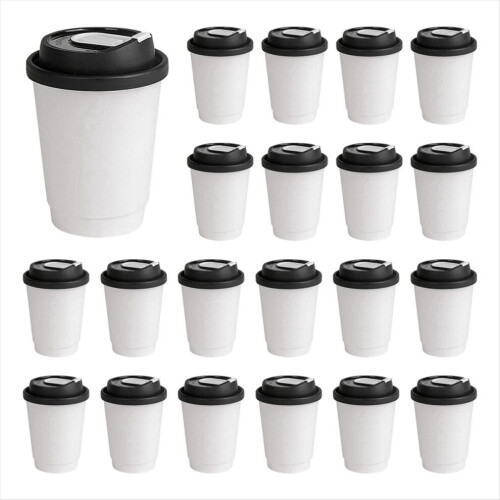 Gobelets à café jetables double couche avec couvercles, gobelets en papier isothermes
