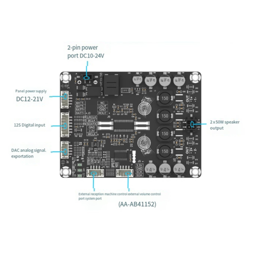 DIPO2 - 2 X 50W Pure Digital Input 3-Wire I2S Input Amplifier Board 2