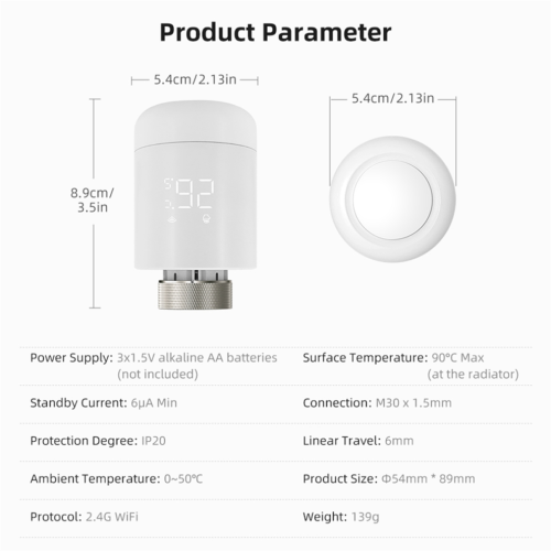 Termoregolatore per termovalvola termostatica Tuya WiFi Smart TRV 2