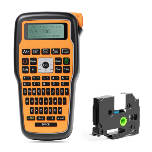 E1000 Label Maker Printer QWERTY Keyboard Orange