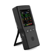 9 in 1 Air Quality Detector LCD Display PM2.5 PM10 HCHO TVOC Black