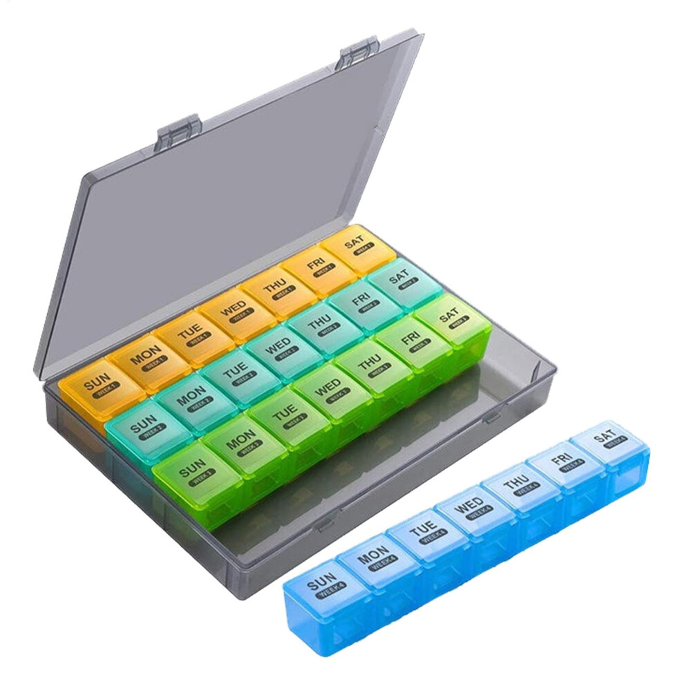 Medication Organizer â Portable Pill Box for Monthly Medications  Dustproof Pill Container with TwentyEight Compartments, Travel Case