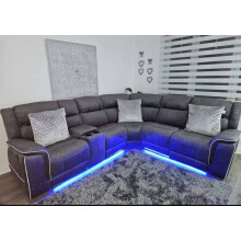 Hannah Grey Microfibre Recliner Corner Sofa Grey