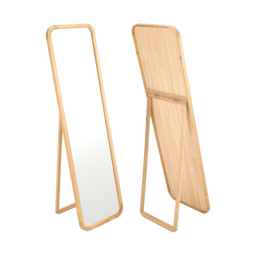 Living And Home Wooden Frame Full Length Mirror with Stand, Ordinary Glass 1
