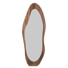 Walnut Color Mango Shape Full Length Mirror, Tempered Glass