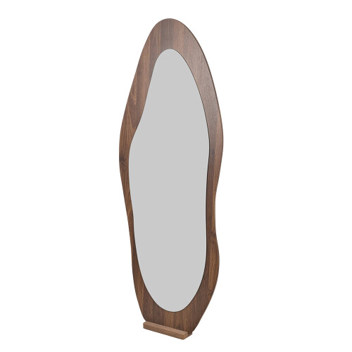 Living And Home Walnut Color Mango Shape Full Length Mirror, Tempered Glass 1