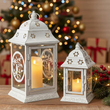 2 Metal Candle Lanterns Hanging Candle Holder Yard