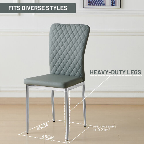 AINPECCA 4PCS Dinning Chair PU Blue Grey High Backrest Home 1