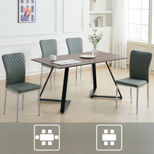 AINPECCA 4PCS Dinning Chair PU Blue Grey High Backrest Home 2