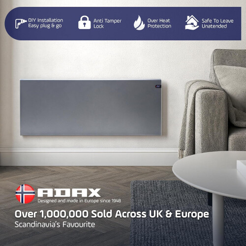 (Lava Grey, 400W) Adax Neo Electric Panel Heater / Convector Radiator With Timer, Modern 2