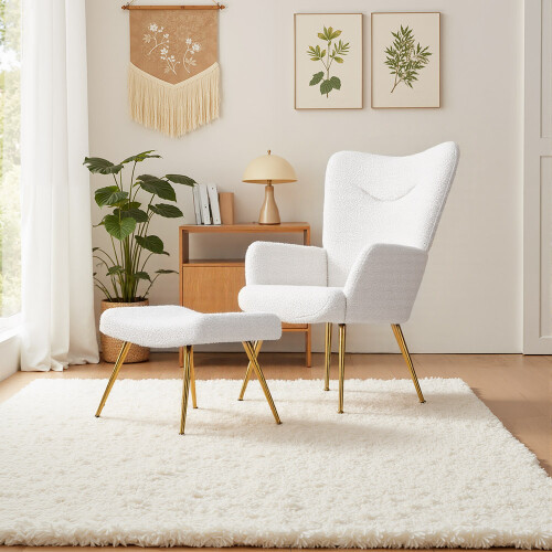 Living And Home Accent Chair with Footstool Set 1