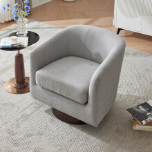 Grey Linen Swivel Accent Chair Armchair