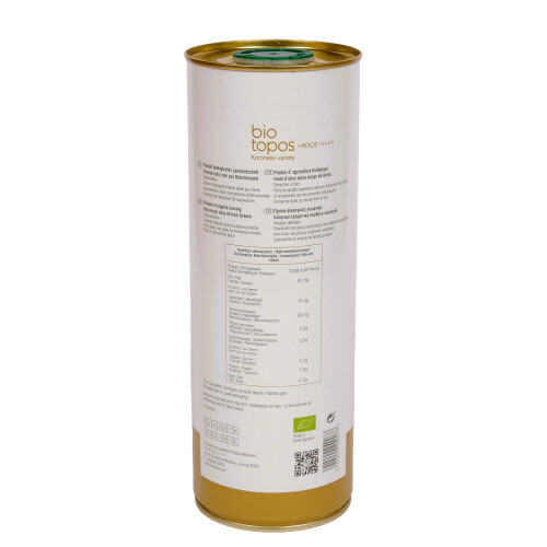 Biotopos 1L Organic Extra Virgin Olive Oil, Tin 1
