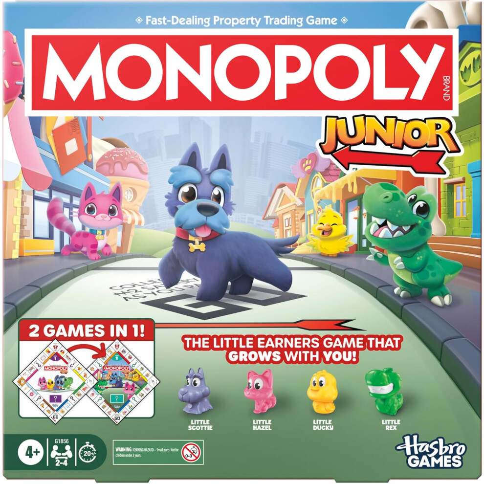 Hasbro Monopoly Junior Board Game (2026 Edition) | 2 Games In 1 For Younger Kids