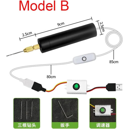 Adjustable USB Drill 5 Pieces Set USB Drill Rotary Tool Engraver Pen Drilling With Drill Bits B 1