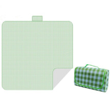 Extra Large Foldable Picnic Blankets, Waterproof Sandproof, with Tote, for Camping Beach Travel Hiking Grass(Green grid,60 * 80inch)