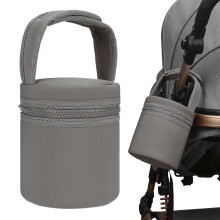 Breastmilk Cooler Bag with Detachable Strap, Insulated Pouch Fits 2 Large 8 oz Bottles Dark Grey