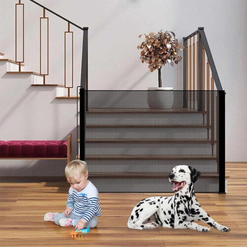 Adjustable Pet Gate For Doorways Expandable Barrier No-Black 2