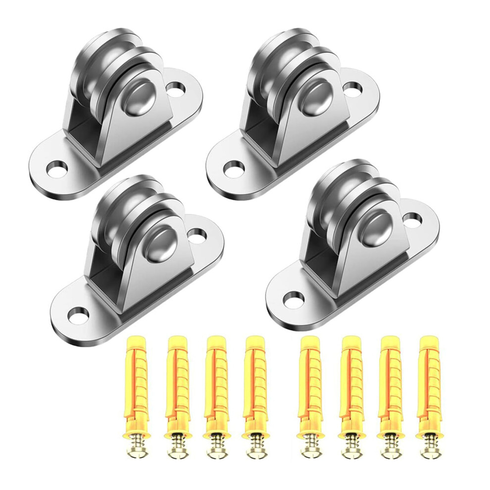 Small Pulley Block Silents Wall Ceiling Mount Pulley With Bearing Fixed Pulleys Wheel For Cord Handling Moving 4 Pack 9189345765261