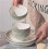 Porcelain Dinnerware Set for 4 White with Black Rim Microwave Safe 4