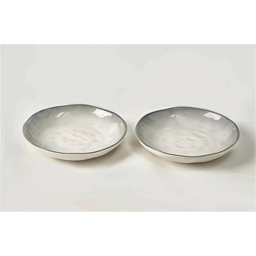 Porcelain Dinnerware Set for 4 White with Black Rim Microwave Safe 2