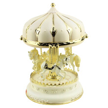 Carousels Music Box with Color Change Light Musical-White
